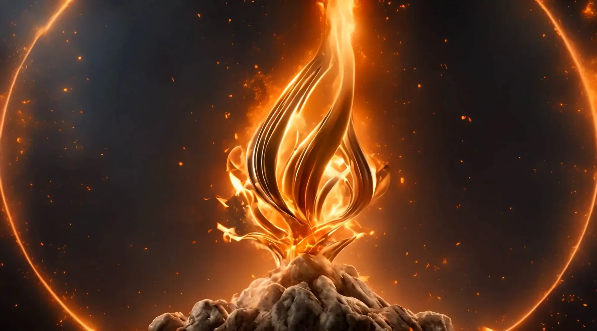 Blazing Flame with Halo Effect Background